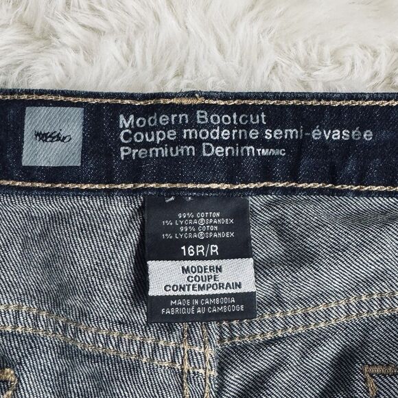 Mossimo Modern Bootcut Jeans 16 (38x32.5) Dark Wash Blue Denim Stretch Womens - Picture 4 of 8